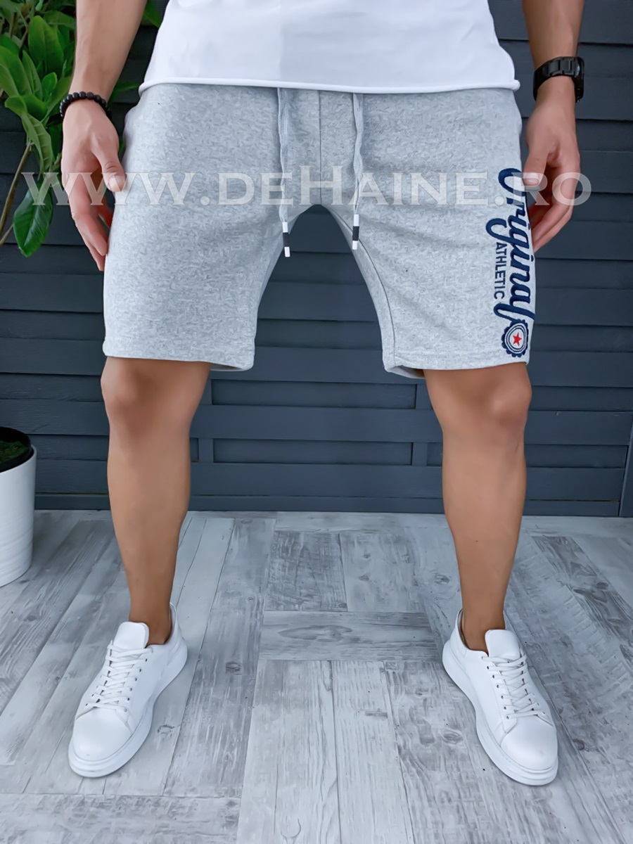 Pantaloni scurti de trening gri deschis B1156